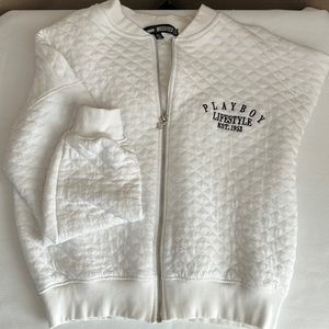 Playboy X Missguided White Lifestyle Quilted Bomber Jacket